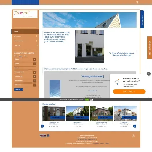 Screenshot of the website of www.taxcent.nl