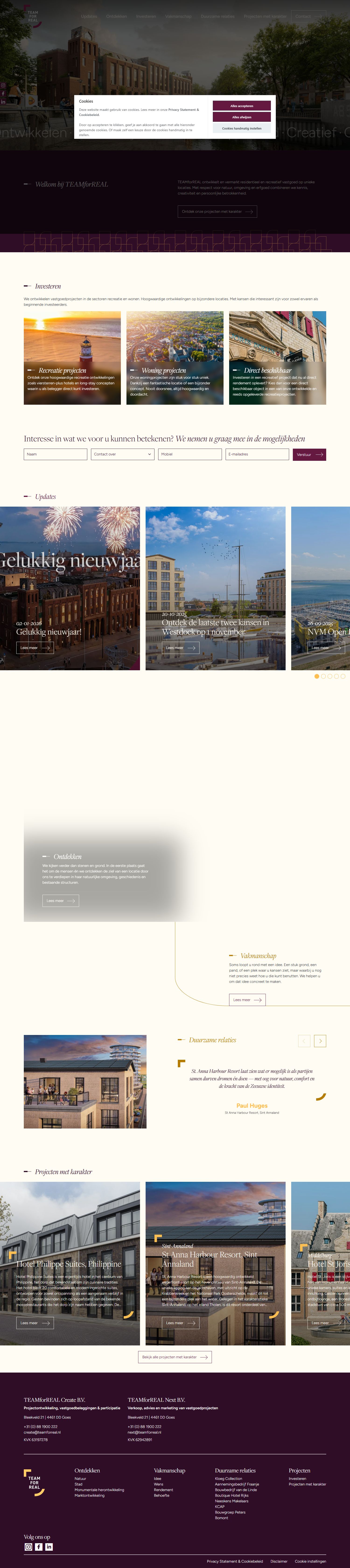 Capture d'écran du site web de www.teamforreal.nl