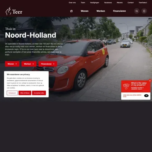Screenshot van de website van www.teer.nl