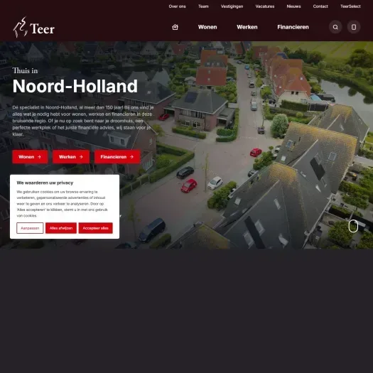 Screenshot van de website van www.teer.nl