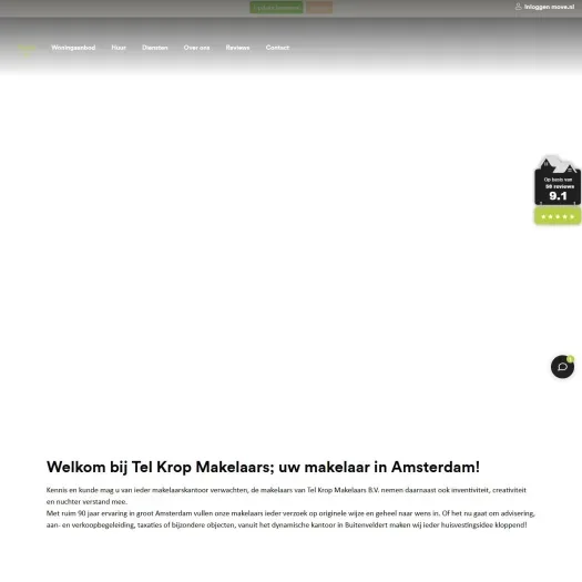 Screenshot van de website van www.telkropmakelaars.nl