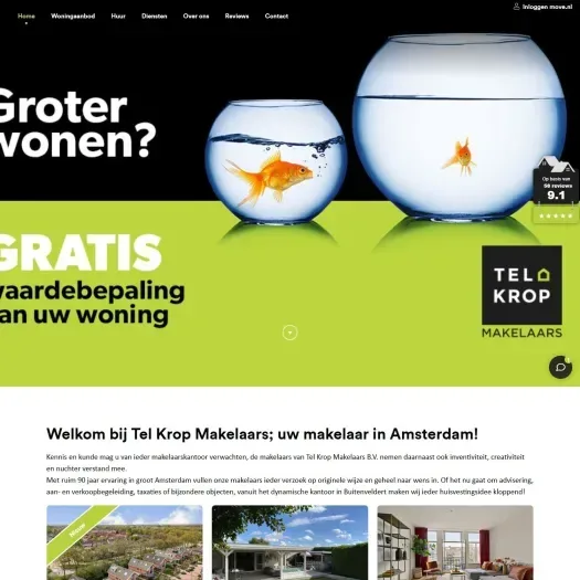 Screenshot of the website of www.telkropmakelaars.nl