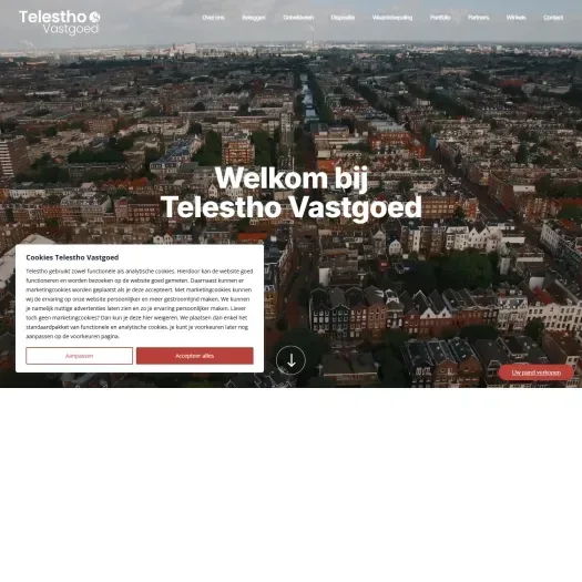 Screenshot der Website von telesthovastgoed.nl