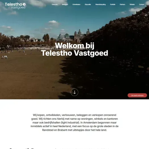 Screenshot van de website van telesthovastgoed.nl