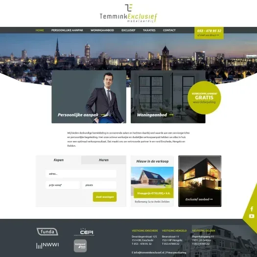 Screenshot of the website of www.temminkexclusief.nl