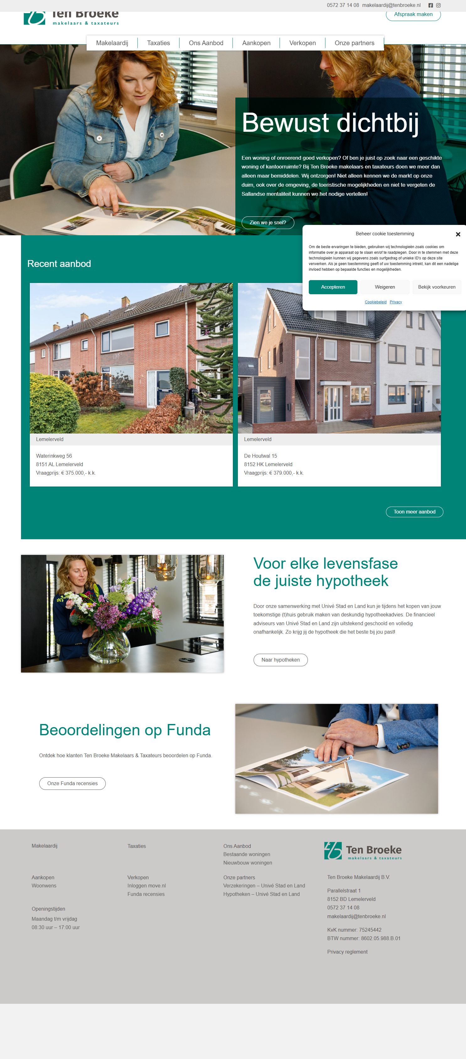 Capture d'écran du site web de www.tenbroeke.nl