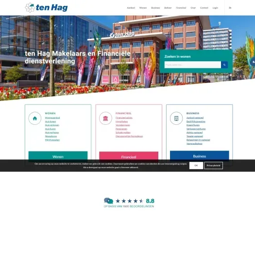 Screenshot van de website van www.tenhag.nl