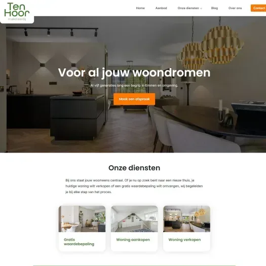 Screenshot of the website of www.tenhoormakelaardij.nl