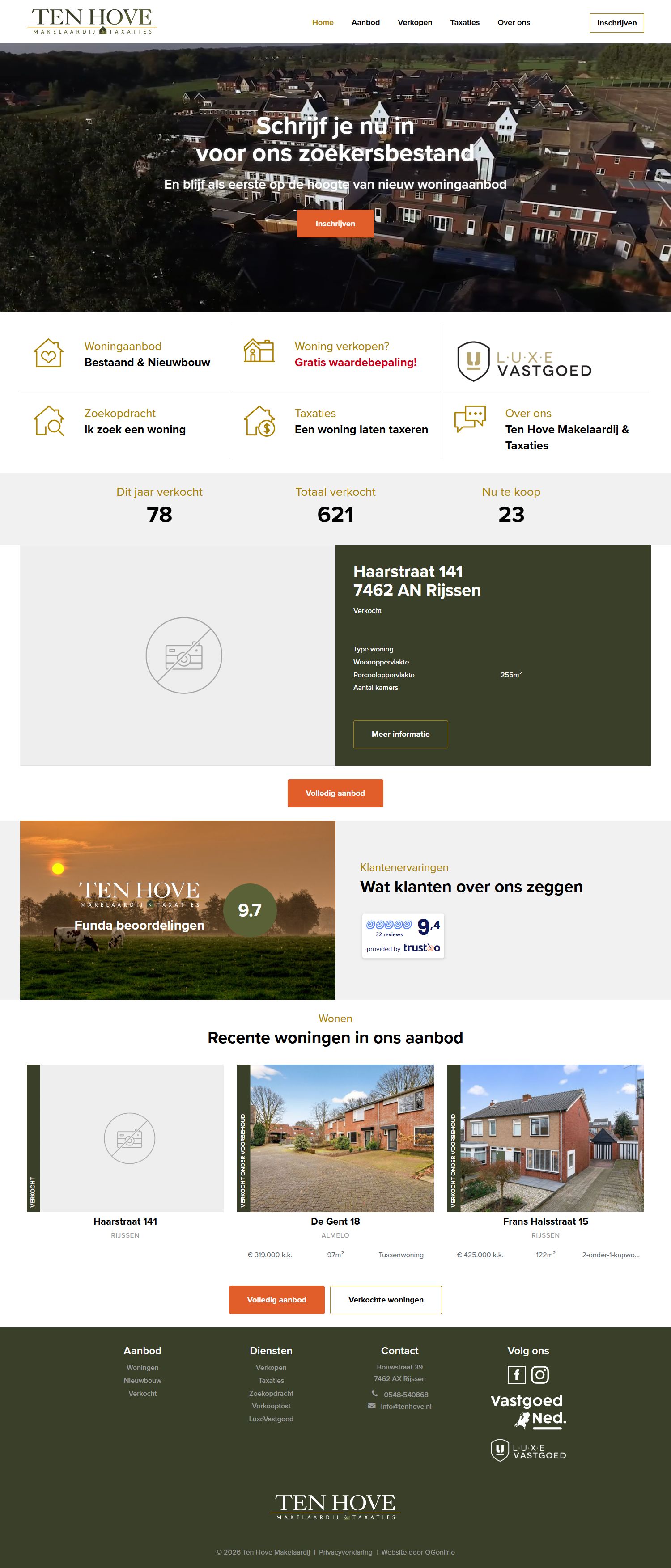 Screenshot der Website von www.tenhove.nl