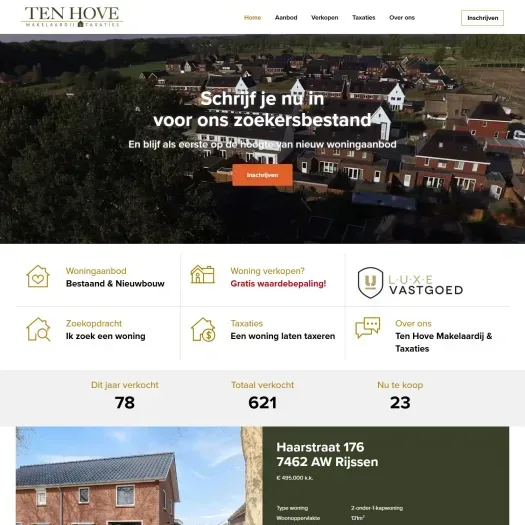 Screenshot van de website van www.tenhove.nl