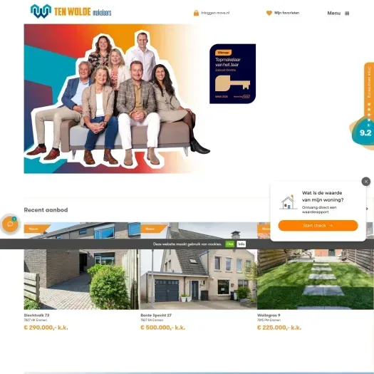 Screenshot van de website van www.ten-wolde.nl