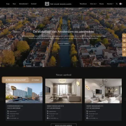 Screenshot van de website van www.terhaarmakelaars.nl