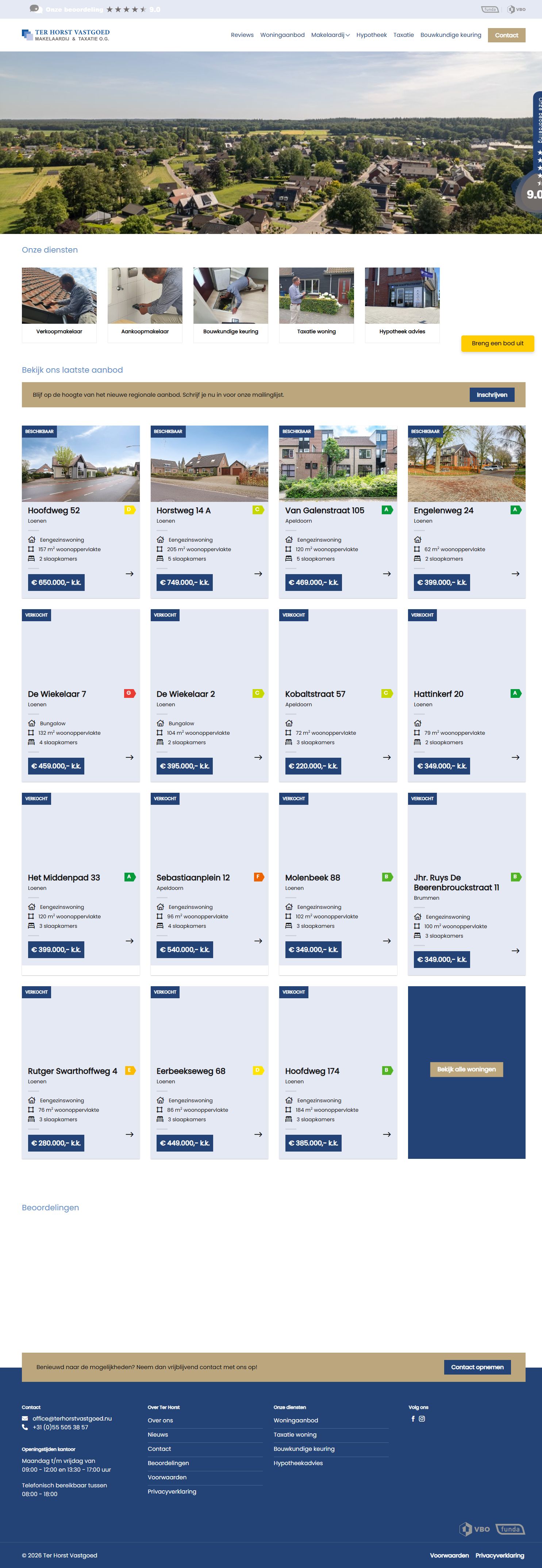 Capture d'écran du site web de www.terhorstvastgoed.nu