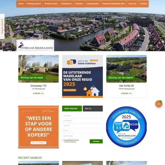 Capture d'écran du site web de www.tesselaarmakelaardij.nl