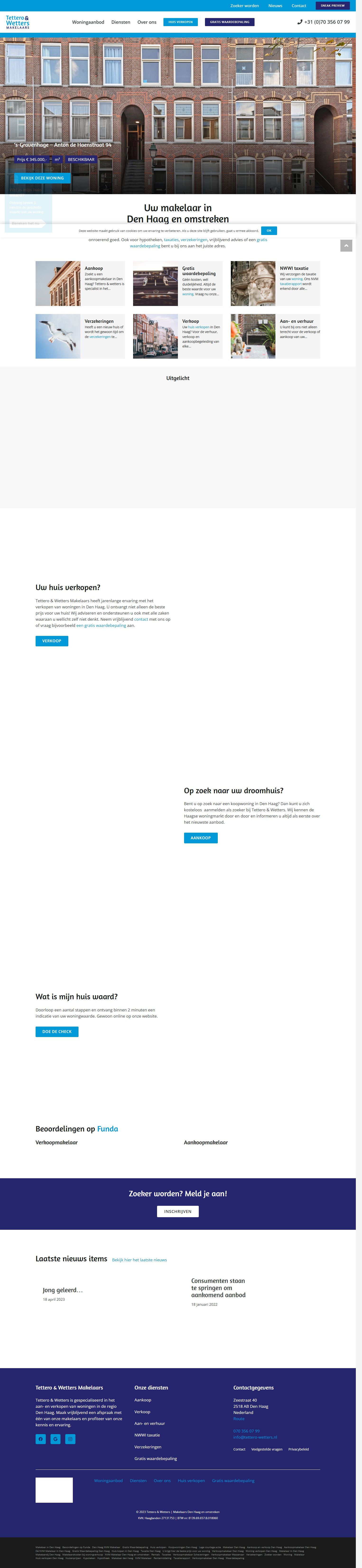 Screenshot van de website van www.tettero-wetters.nl