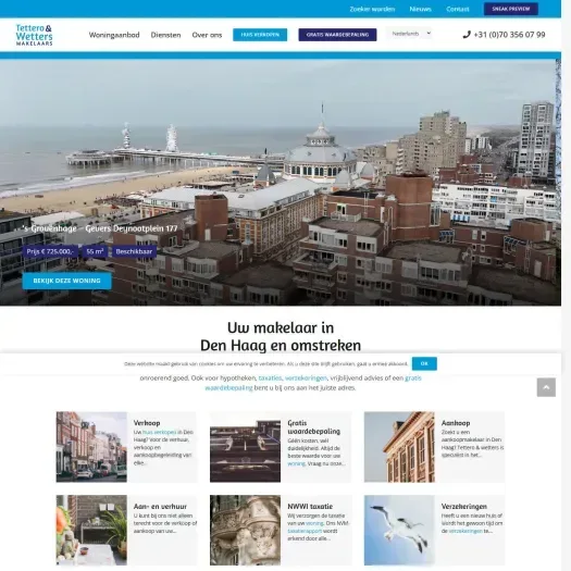 Screenshot van de website van www.tettero-wetters.nl