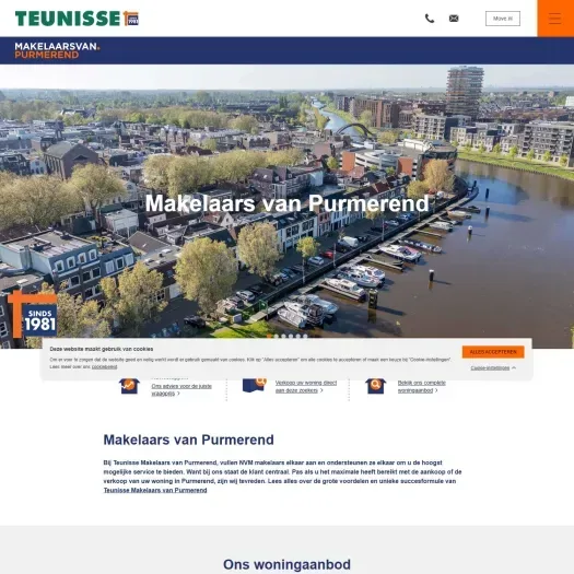 Screenshot van de website van www.teunisse.nl