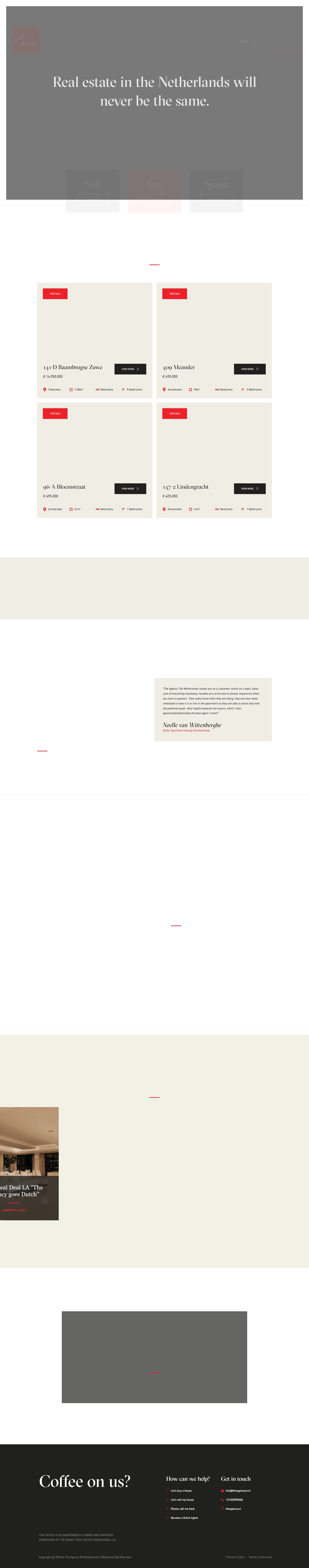 Screenshot van de website van www.theagencyre.nl