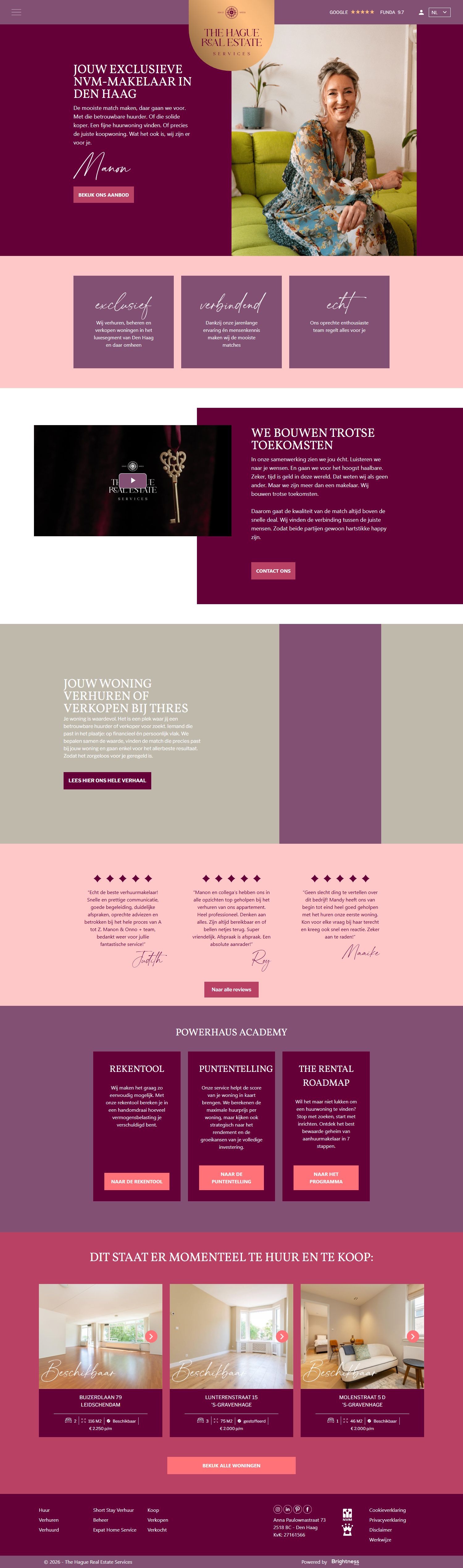 Screenshot of the website of www.thehaguerealestate.nl