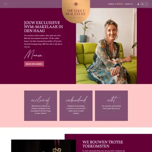 Screenshot van de website van www.thehaguerealestate.nl