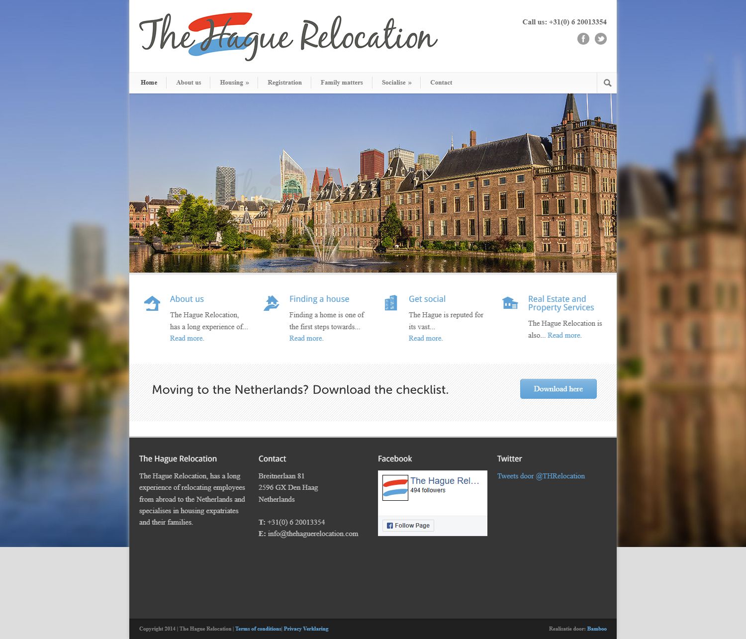 Screenshot van de website van www.thehaguerelocation.com