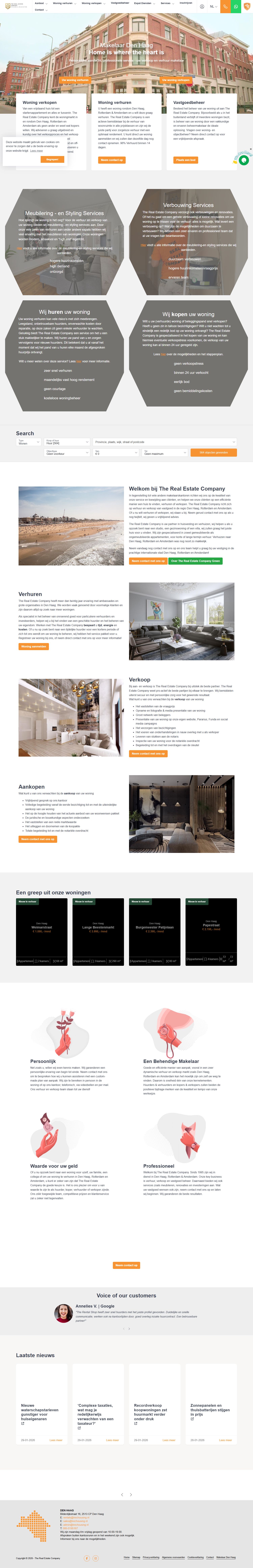 Screenshot van de website van www.trechousing.nl