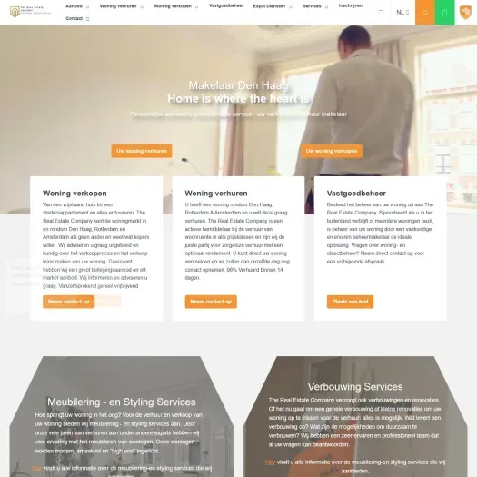 Screenshot of the website of www.trechousing.nl
