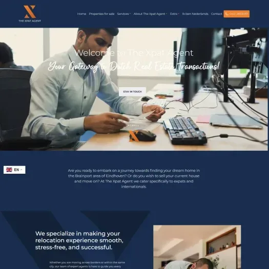 Screenshot of the website of www.xpatagent.nl