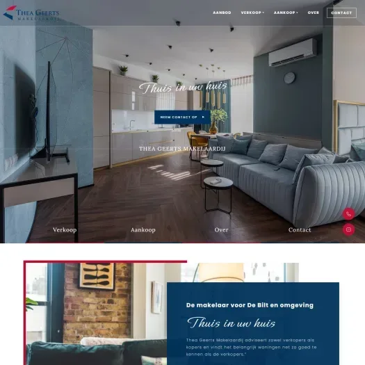 Screenshot of the website of www.makelaardijtheageerts.nl