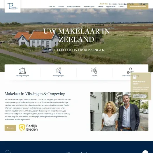 Screenshot van de website van www.tpmakelaars.nl