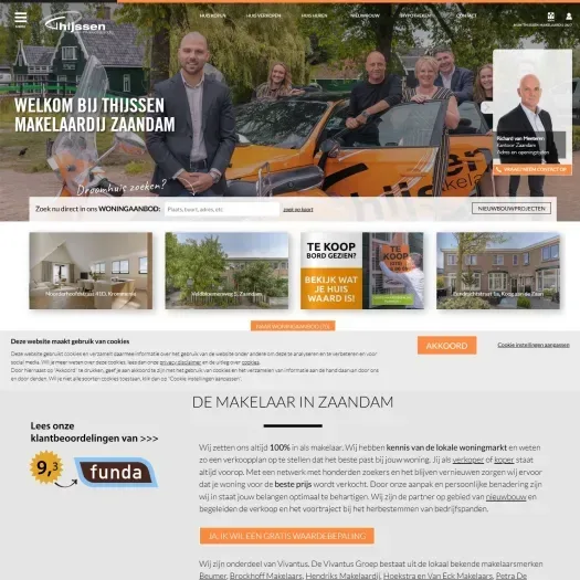 Screenshot of the website of www.thijssenmakelaardij.nl