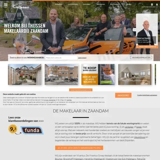 Capture d'écran du site web de thijssenmakelaardij.nl