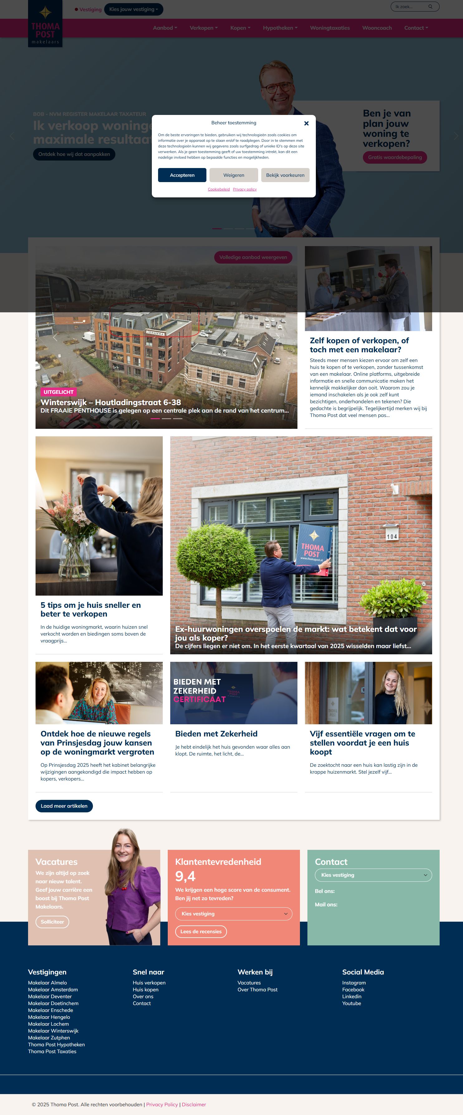 Screenshot of the website of www.thomapost.nl