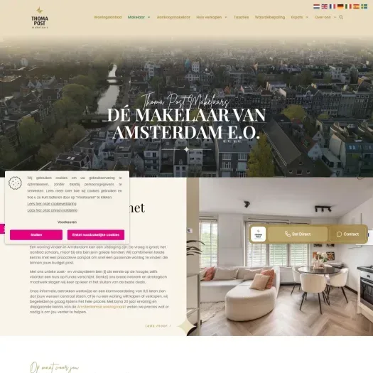 Screenshot of the website of thomapost.amsterdam