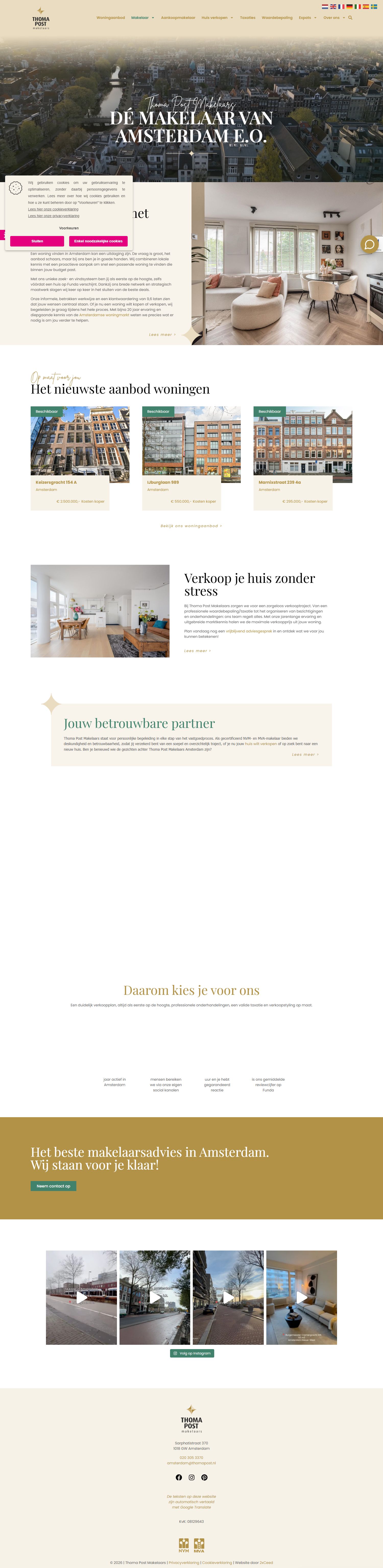 Screenshot der Website von thomapost.amsterdam