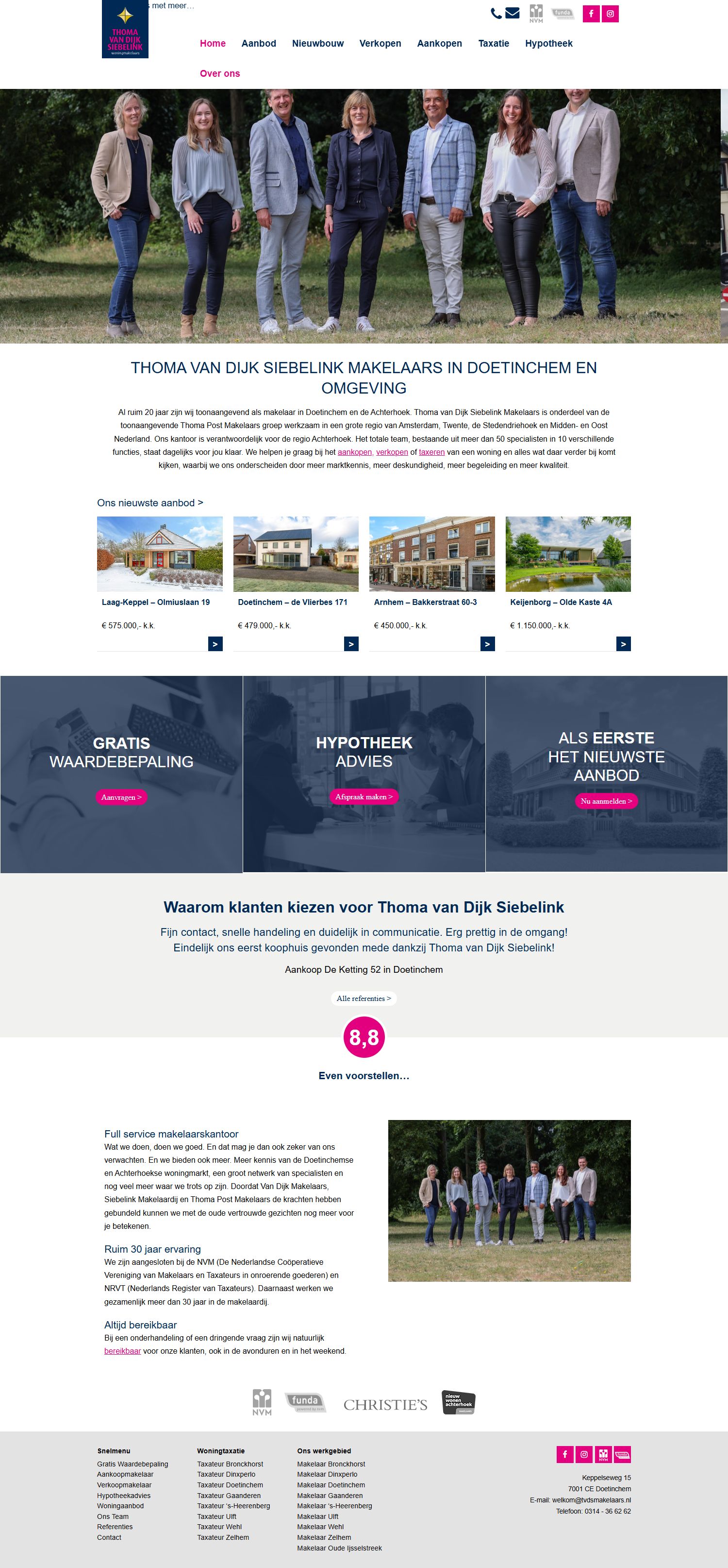 Screenshot of the website of www.tvdsmakelaars.nl