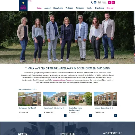 Screenshot van de website van www.tvdsmakelaars.nl