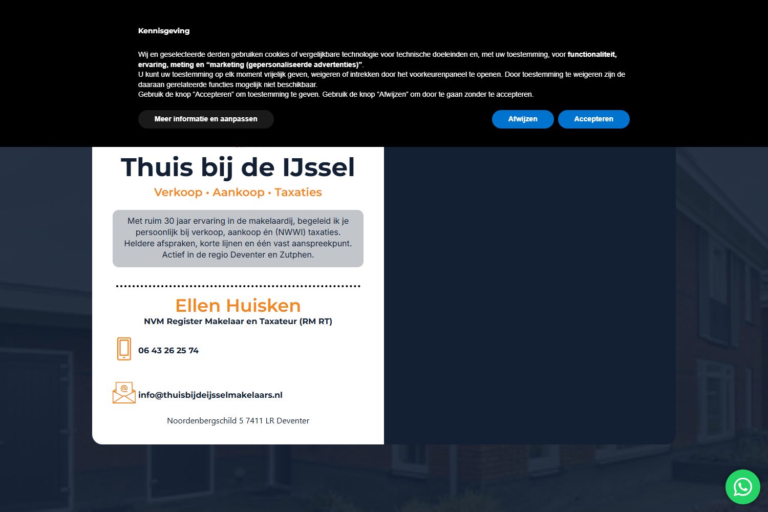 Screenshot of the website of thuisbijdeijsselmakelaars.nl