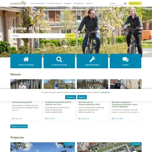 Screenshot van de website van www.wonion.nl