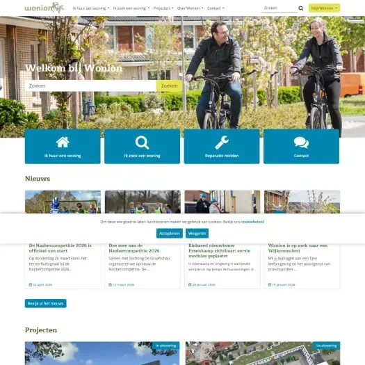 Screenshot der Website von www.wonion.nl