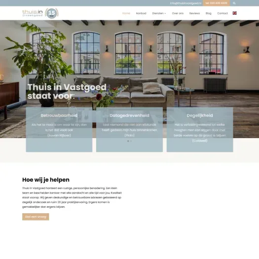 Screenshot van de website van www.thuisinvastgoed.nl