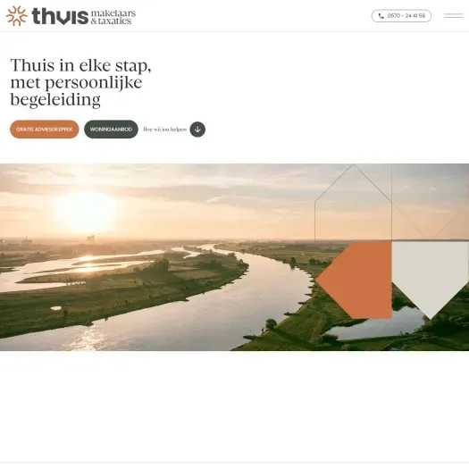 Screenshot van de website van www.thuismakelaarsentaxaties.nl