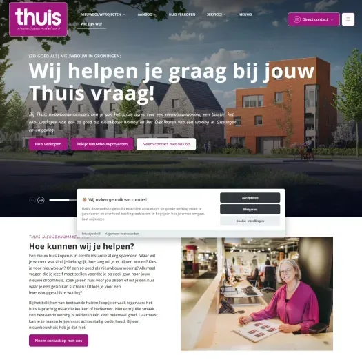 Screenshot of the website of www.uw-thuis.nl