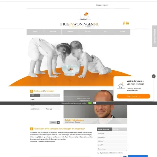 Screenshot of the website of www.thuisinwoningen.nl