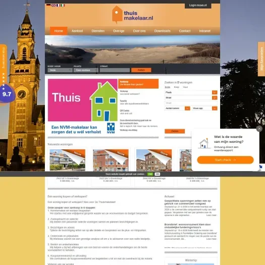 Capture d'écran du site web de www.thuismakelaar.nl