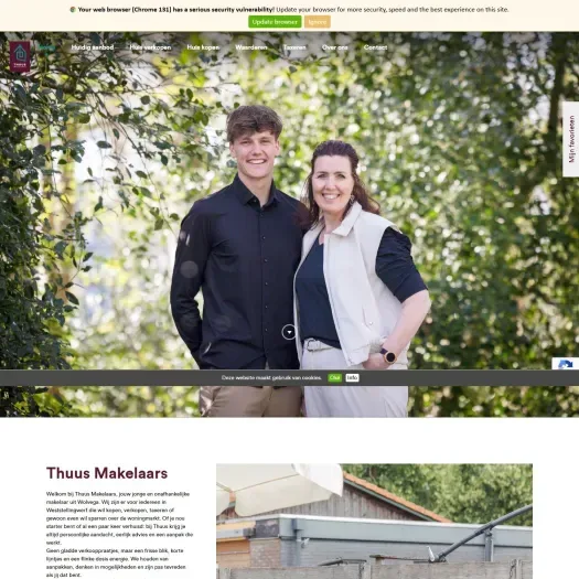 Screenshot van de website van www.thuusmakelaars.nl