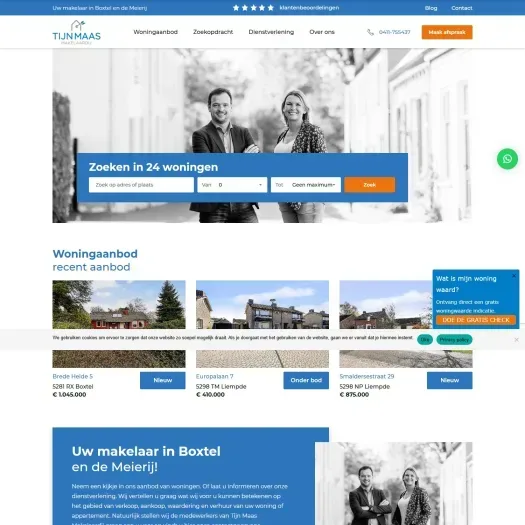 Screenshot of the website of www.tm-makelaardij.nl