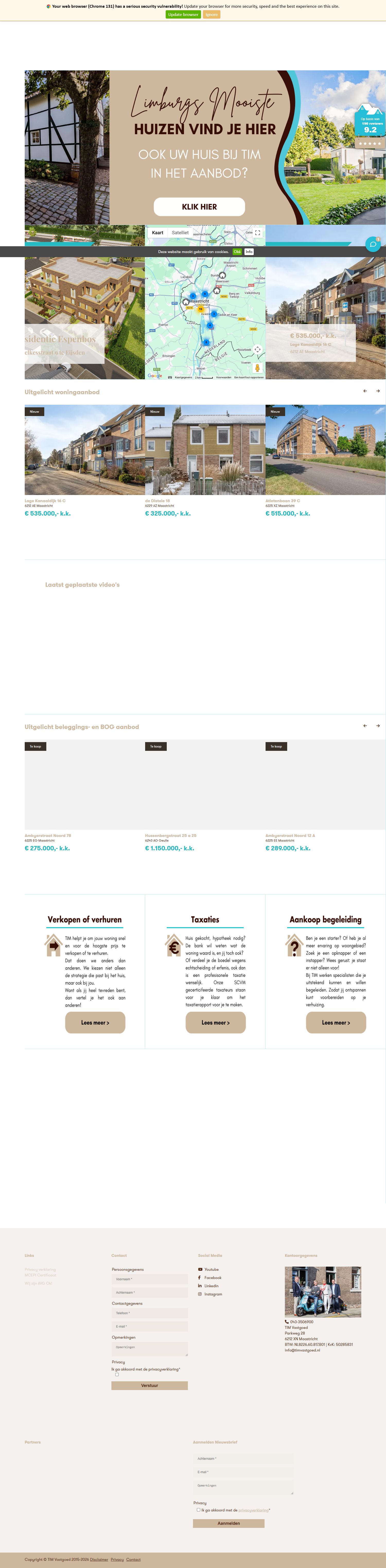 Screenshot der Website von www.timvastgoed.nl