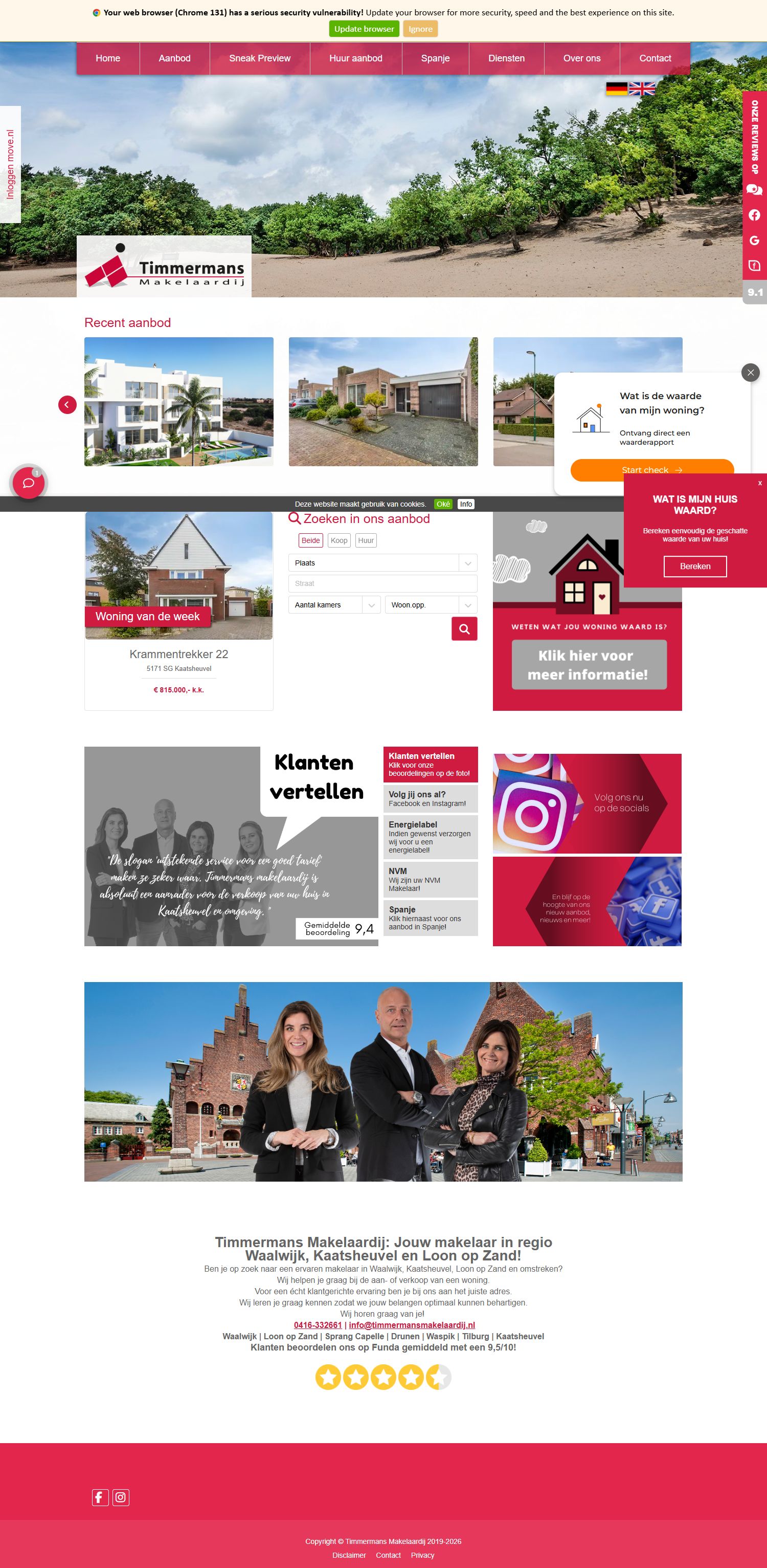 Screenshot der Website von www.timmermansmakelaardij.nl