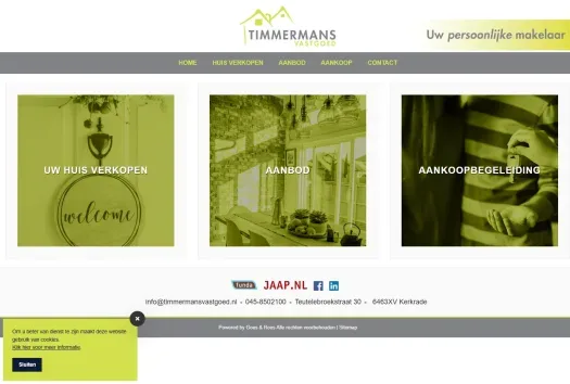 Screenshot van de website van www.timmermansvastgoed.nl